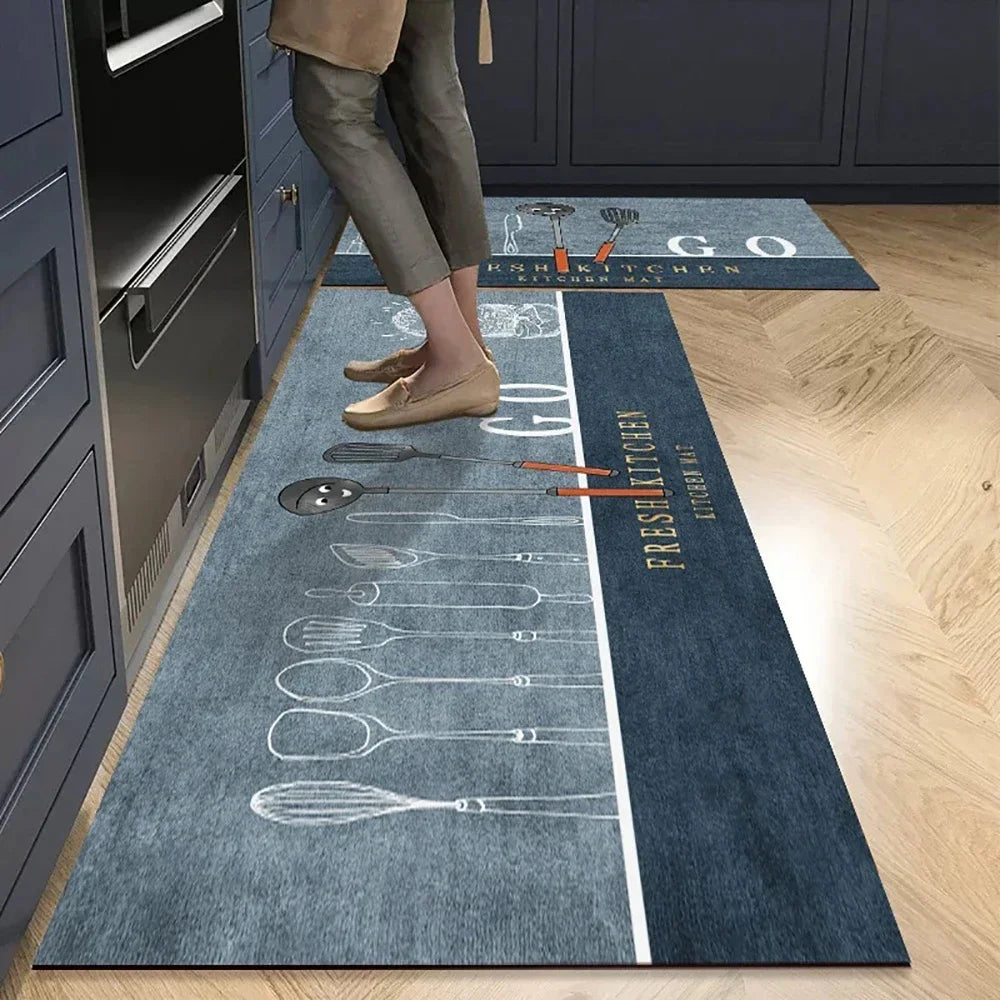 Langer Küchenläufer aus Kristallsamt für Küche, Flur und Wohnzimmer – 40 × 60 bis 50 × 160 cm, bedruckt, saugfähig, rutschfest, PVC-Rücken, 25 Motive
