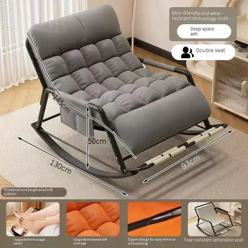 Schaukelstuhl aus Karbonstahl als Einzel- oder Doppelsitz für Wohnzimmer, Balkon und Garten – 130 × 93 × 50 cm, abnehmbare Auflage, 17 Ausführungen