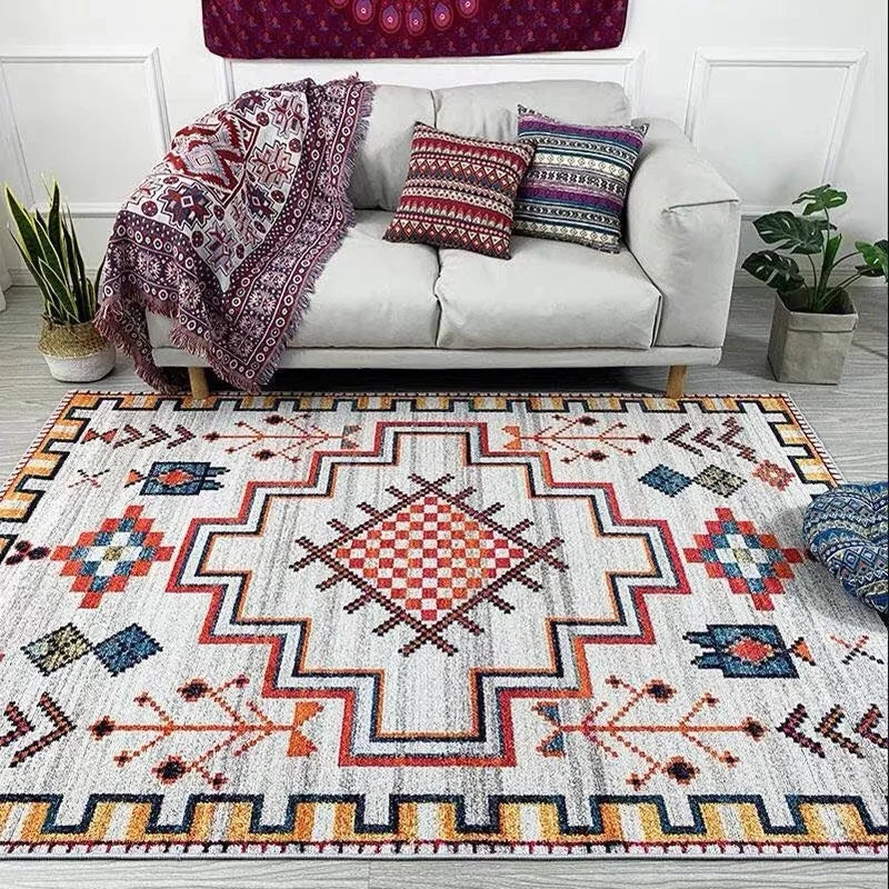 Teppich aus Kristallsamt im marokkanischen Boho-Stil für Wohnzimmer und Schlafzimmer – 40 × 60 bis 160 × 230 cm, bedruckt, schmutzabweisend, 25 Motive