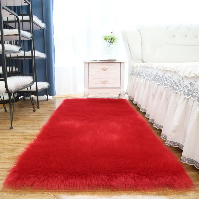 Hochflorteppich aus Kunstfell mit 5–6 cm Flor für Wohnzimmer und Schlafzimmer – 30 × 30 bis 100 × 200 cm, rechteckig, rutschfest, waschbar, 10 Farben