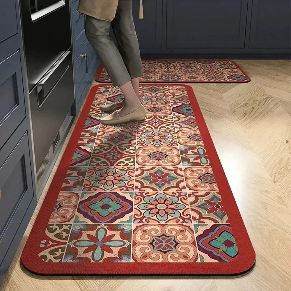 Bedruckte Küchenmatte aus Kristallsamt für Küche, Flur und Eingang – 40 × 60 bis 50 × 160 cm, auch im Zweierset, saugfähig, rutschfest, 18 Motive
