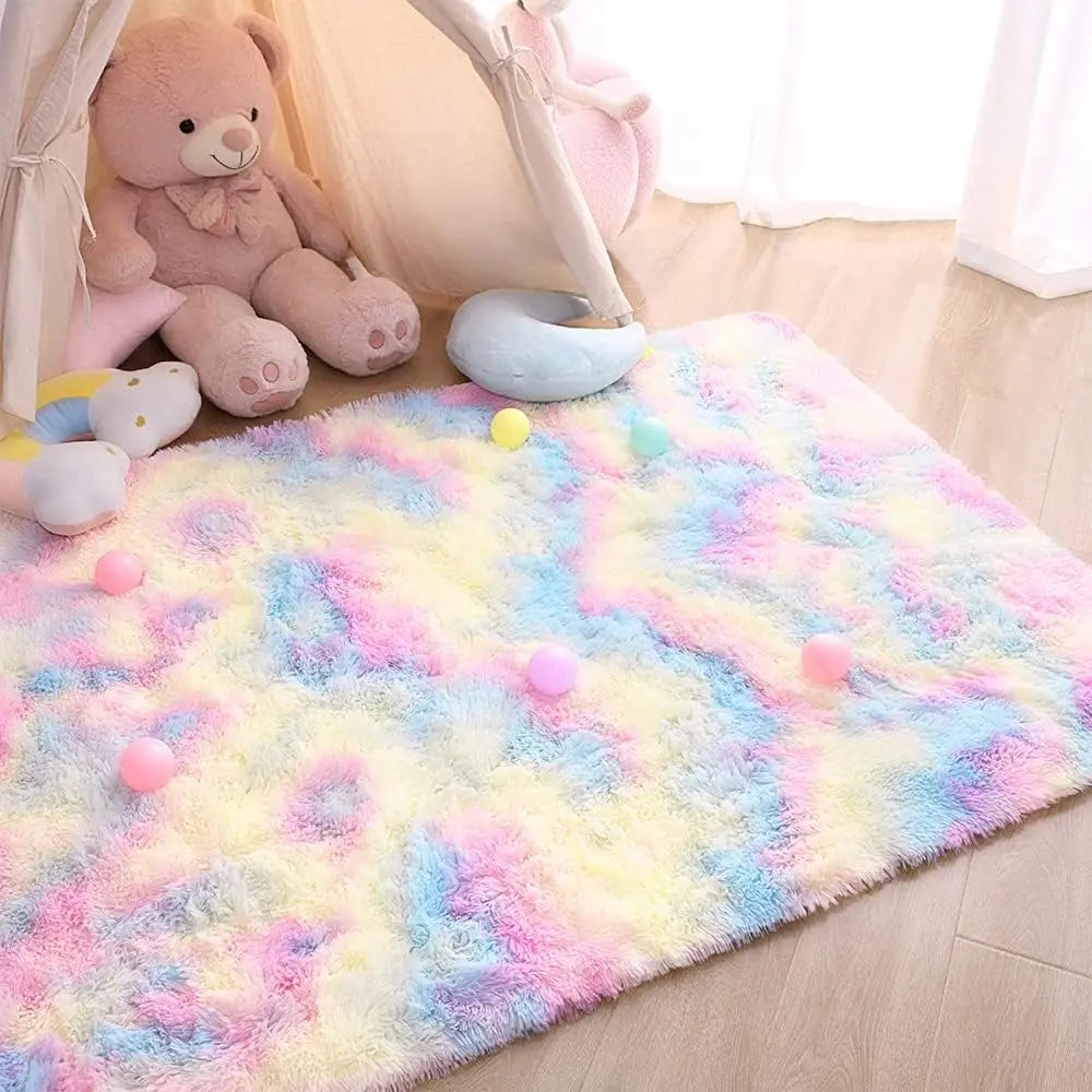 Flauschiger Plüschteppich in Uni- und Batikfarben für Wohnzimmer und Schlafzimmer – 40 × 60 bis 160 × 230 cm, 3,5 cm Flor, rechteckig, 12 Farben