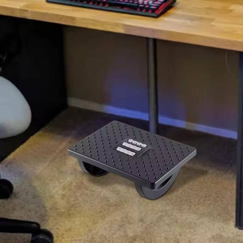 Ergonomische Fußstütze für unter den Schreibtisch mit Massagerollen und Noppen für Büro und Homeoffice – 180° Wippfunktion, rutschfest, runde Ecken