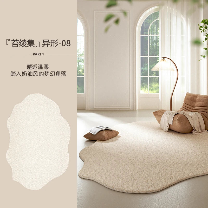 Weicher, dicker Teppich mit Streifenrelief in unregelmäßiger Wellenform für Wohnzimmer und Schlafzimmer – 80 × 120 bis 200 × 300 cm, Creme, 14 Muster