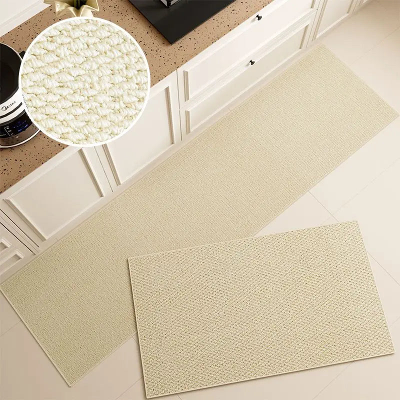 Küchenmatte mit Ringstruktur in Sisal-Optik für Küche, Bad und Eingang – 40 × 60 bis 100 × 150 cm, wasserdicht, ölabweisend, Latexrücken, 3 Farben