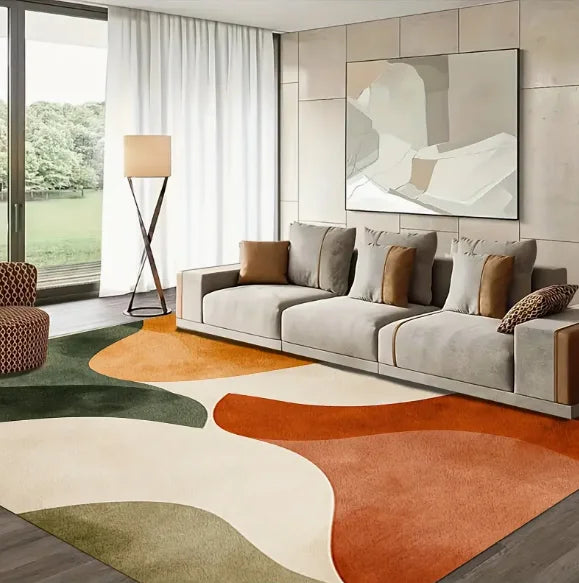 Moderner Teppich mit Linienmuster aus Flanell für Wohnzimmer, Schlafzimmer und Büro – 40 × 60 bis 120 × 160 cm, rechteckig, rutschfest, 5 Motive