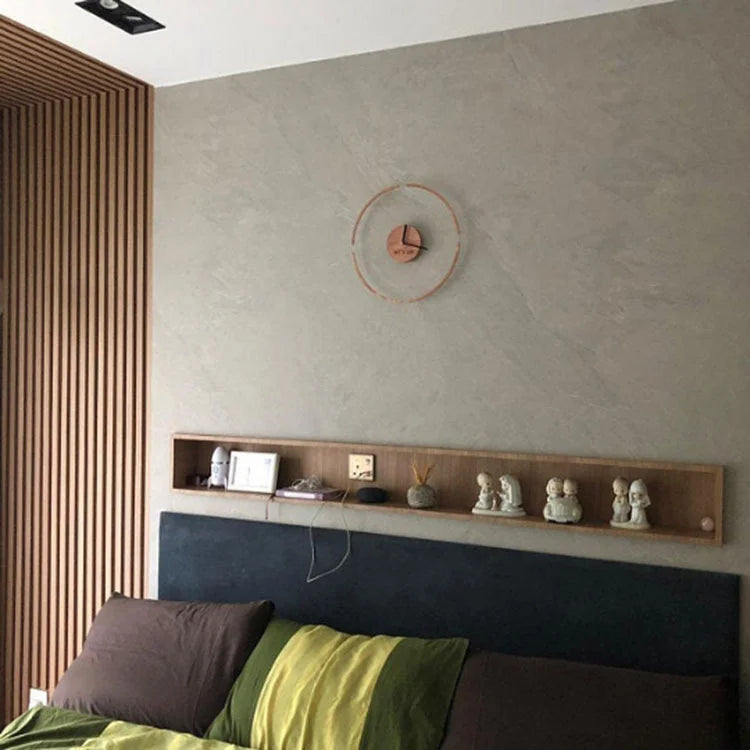 Transparente Wanduhr in schwebender Optik mit Holz im nordischen Stil für Schlafzimmer und Wohnzimmer – Ø 30 cm, analog, hell oder dunkel