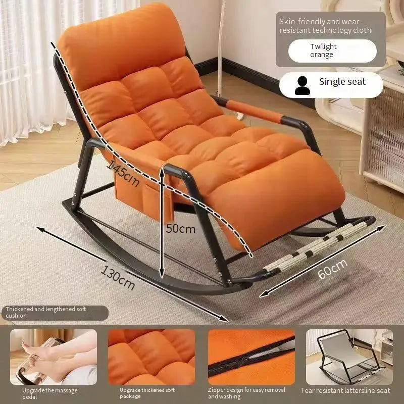 Schaukelstuhl aus Karbonstahl als Einzel- oder Doppelsitz für Wohnzimmer, Balkon und Garten – 130 × 93 × 50 cm, abnehmbare Auflage, 17 Ausführungen