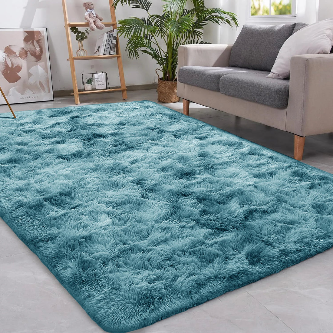 Zotteliger Teppich in Batik-Optik mit Samtflor für Wohnzimmer, Schlafzimmer und Kinderzimmer – 50 × 80 bis 160 × 230 cm, rutschfest, 4 Farben