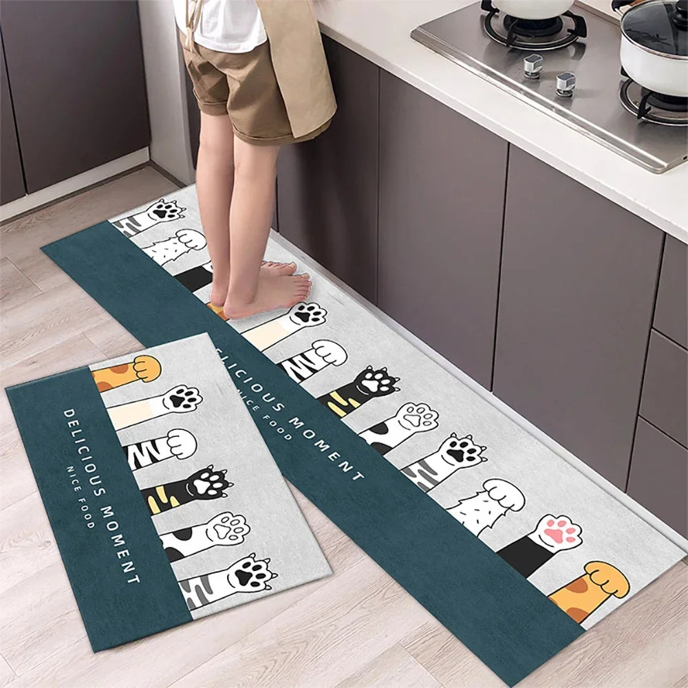 Langer Küchenläufer aus Kristallsamt für Küche, Flur und Wohnzimmer – 40 × 60 bis 50 × 160 cm, bedruckt, saugfähig, rutschfest, PVC-Rücken, 25 Motive