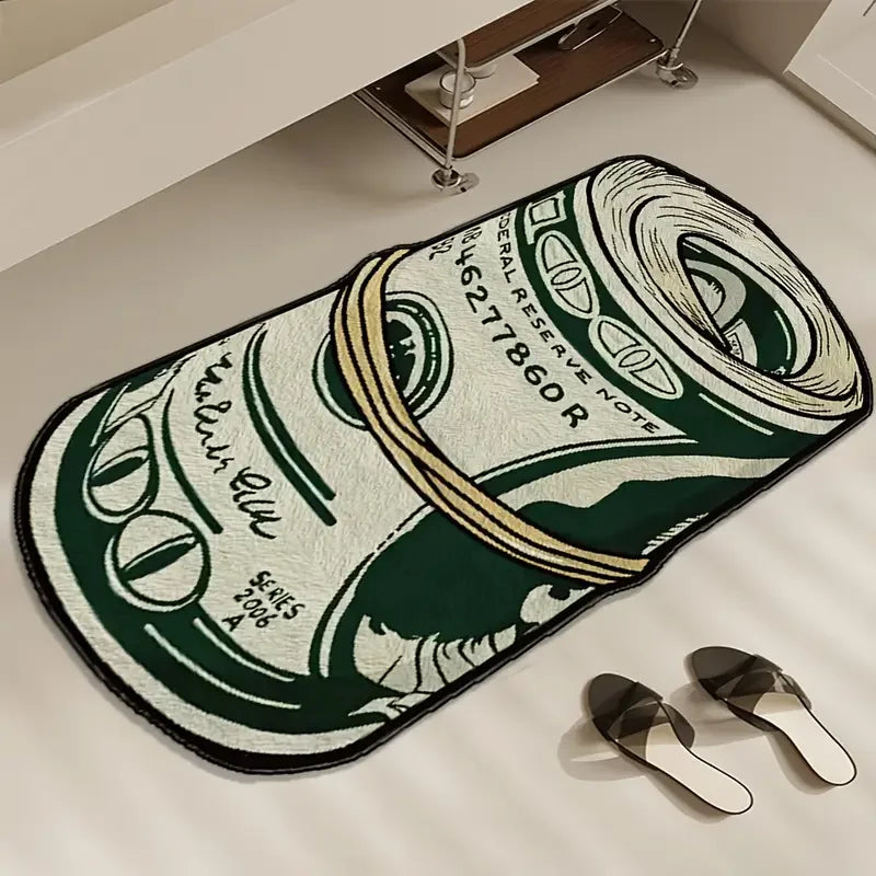 Teppich mit Dollarschein-Motiv als Bettvorleger und Fußmatte für Schlafzimmer und Bad – 40 × 60 bis 60 × 90 cm, Kaschmir-Imitat, rutschfest