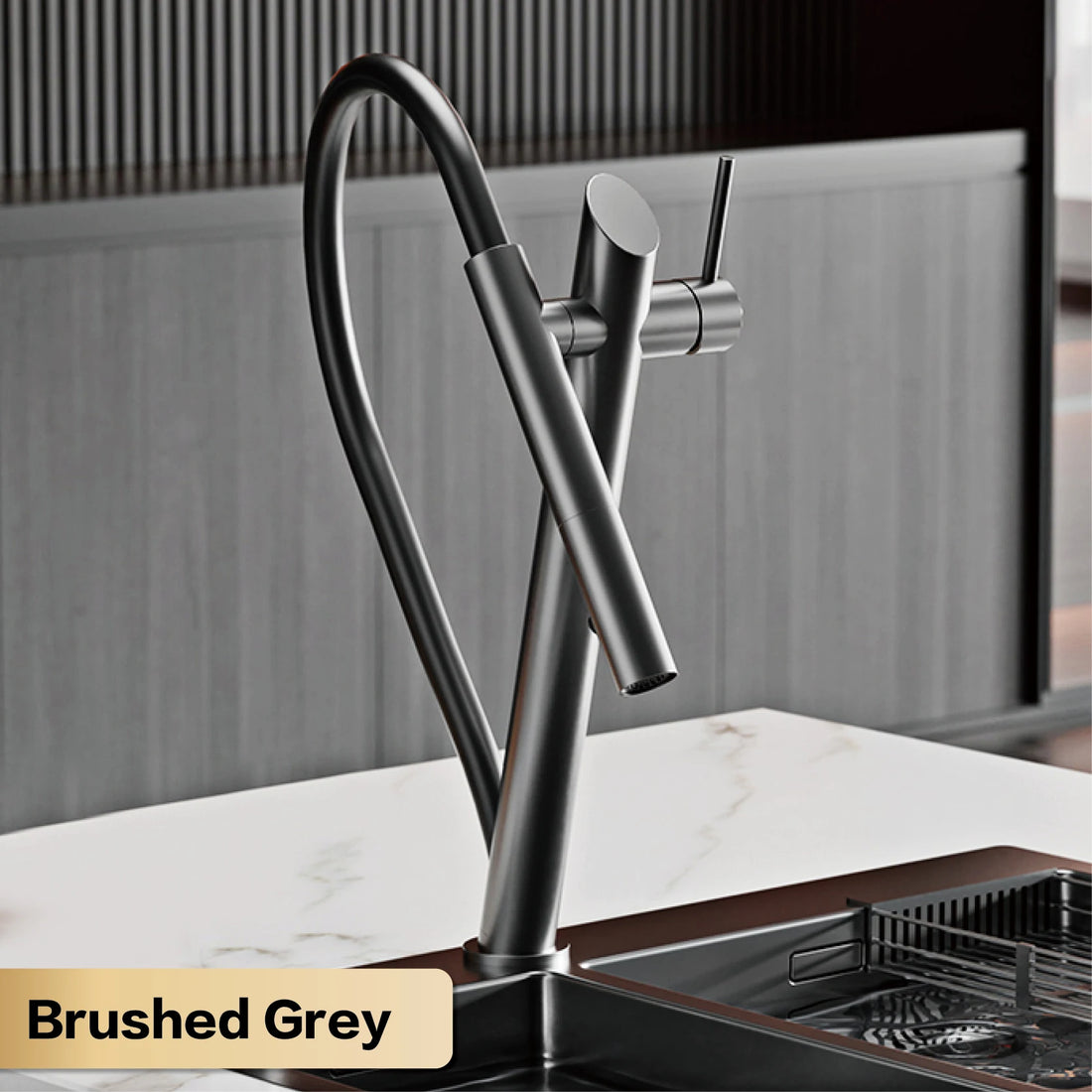 Ausziehbare Küchenarmatur aus Messing für die Küchenspüle – 2 Strahlarten, magnetische Brausehalterung, drehbar, Warm- und Kaltwasser, 5 Farben