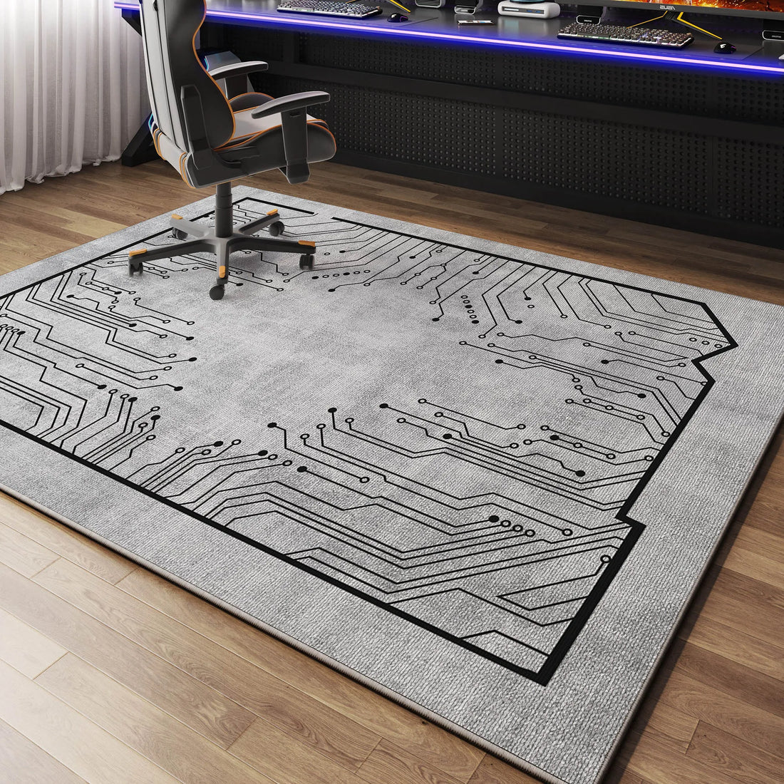 Rutschfeste Bodenmatte für Gaming-Zimmer, Schlafzimmer und unter den Bürostuhl – 80 × 120 bis 160 × 230 cm, bedruckt, leicht, pflegeleicht, 5 Motive