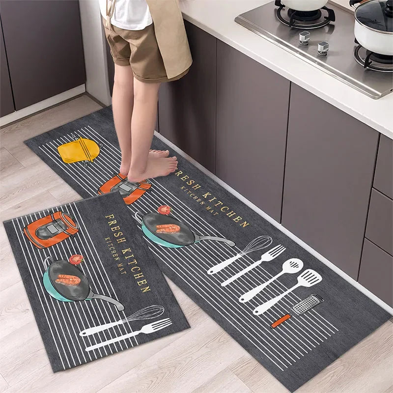 Waschbare Küchenbodenmatte aus Acryl als Läufer für Küche, Flur und Bad – 40 × 60 bis 50 × 160 cm, einzeln oder als Zweierset, rutschfest, 25 Motive