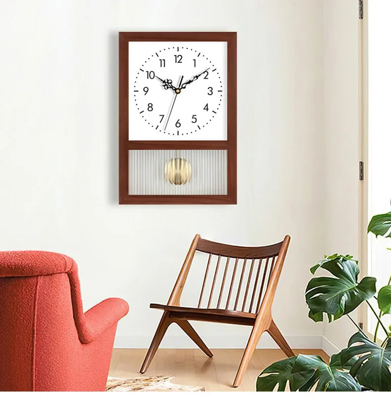 Pendel-Wanduhr aus Massivholz im japanischen Retro-Stil für Wohnzimmer und Arbeitszimmer – ca. 30 × 20 × 7 cm, lautloses Uhrwerk, 8 Ausführungen
