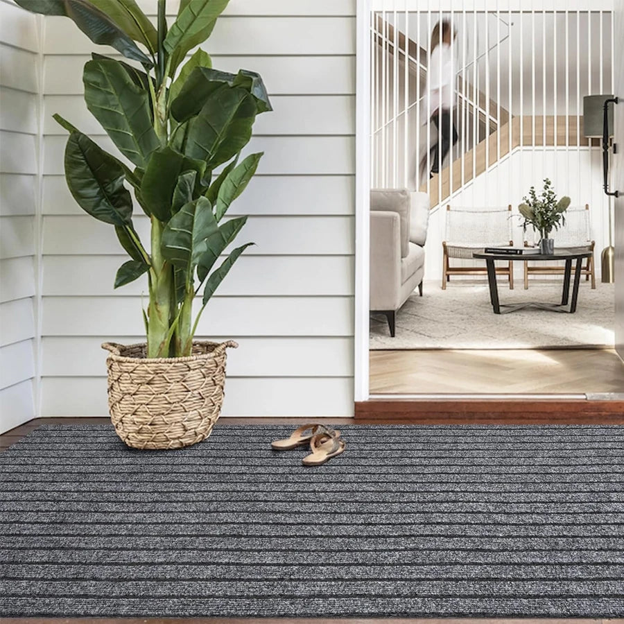 Gestreifter Läufer mit Gummirücken als Fußmatte für Eingang, Flur und Wohnzimmer – 40 × 60 bis 50 × 300 cm, saugfähig, rutschfest, 3 Farben