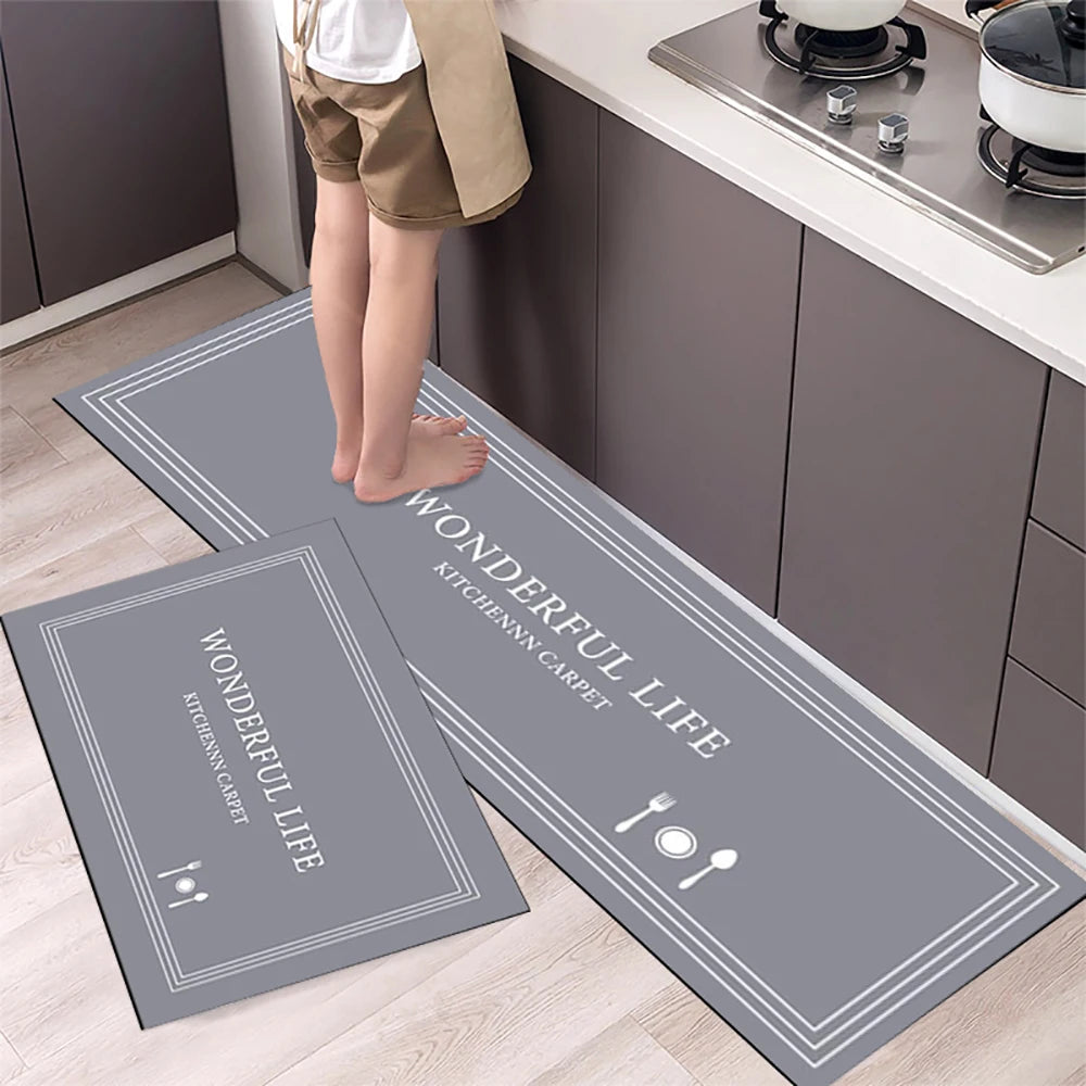 Einfarbige Küchenmatte aus Kristallsamt als Läufer für Küche, Bad und Flur – 40 × 60 bis 50 × 160 cm, saugfähig, rutschfest, 5 Ausführungen