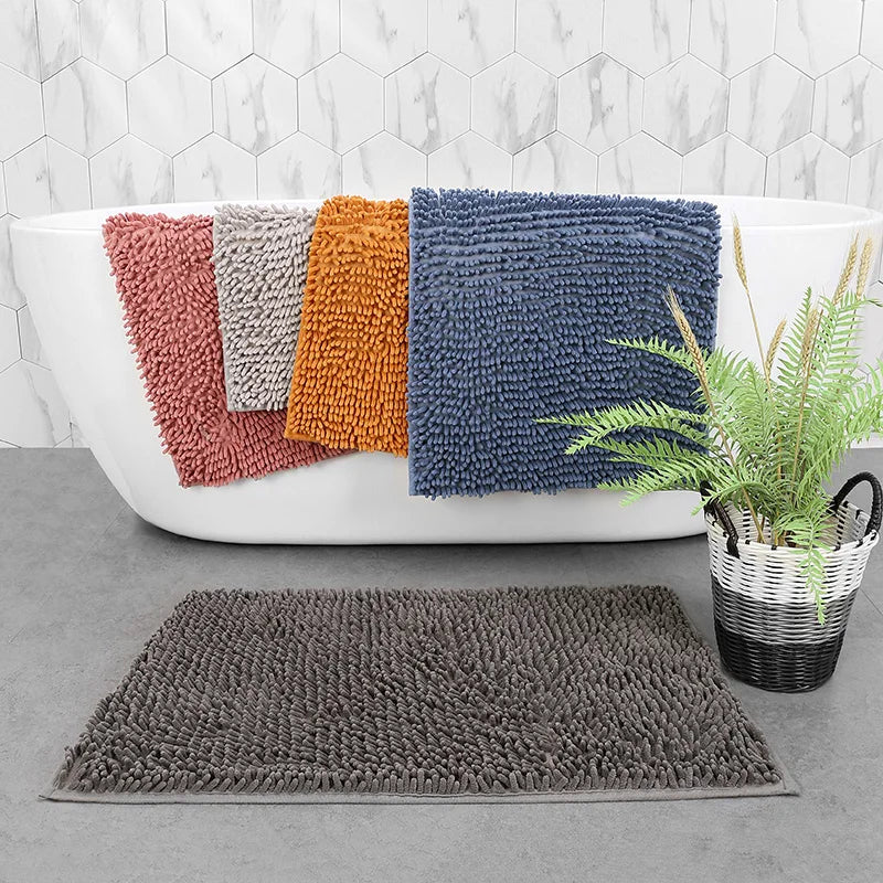 Flauschige Chenille-Badematte für Badezimmer und WC – 40 × 60 oder 50 × 80 cm, rechteckig, saugfähig, rutschfest, 8 Farben