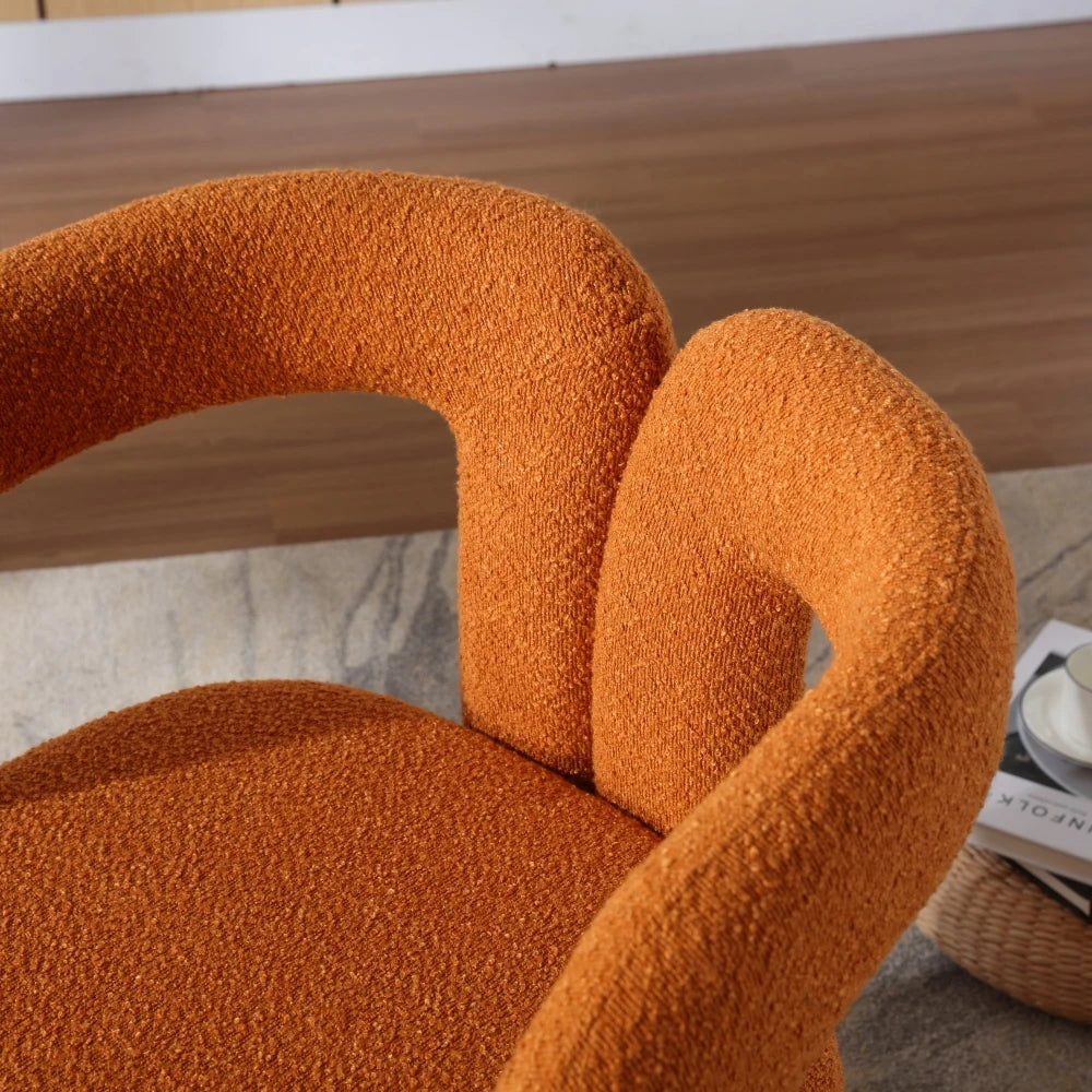 Drehbarer Bouclé-Sessel mit runder Form und breiten Armlehnen für Wohnzimmer und Schlafzimmer – 360° drehbar, 67 × 55 × 74 cm, 4 Farben