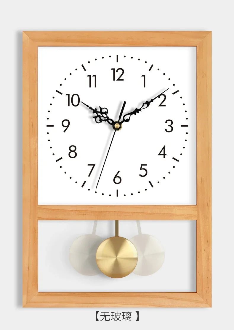 Pendel-Wanduhr aus Massivholz im japanischen Retro-Stil für Wohnzimmer und Arbeitszimmer – ca. 30 × 20 × 7 cm, lautloses Uhrwerk, 8 Ausführungen