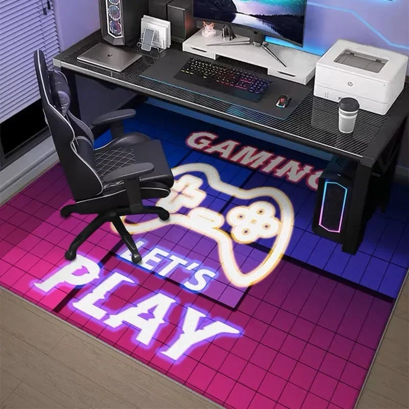 Gaming-Teppich aus Kristallsamt für E-Sport-Zimmer, Wohnzimmer und Büro – 80 × 120 bis 160 × 230 cm, schalldämmend, rutschfest, 14 Motive