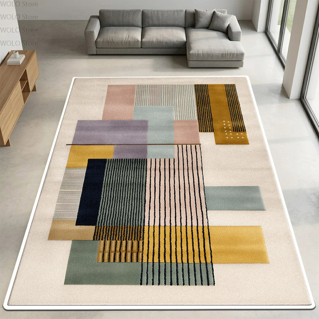Moderner Teppich mit geometrischem Farbblock-Muster für Wohnzimmer und Schlafzimmer – 50 × 80 bis 200 × 400 cm, rutschfest, waschbar, 11 Motive