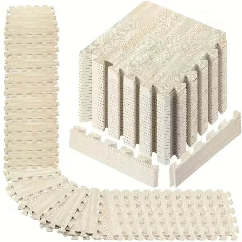 Puzzlematte in Holzoptik aus EVA-Schaum für Wohnzimmer, Schlafzimmer und Spielzimmer – 30 × 30 cm, wasserdicht, ineinandergreifend, 8 oder 16 Stück