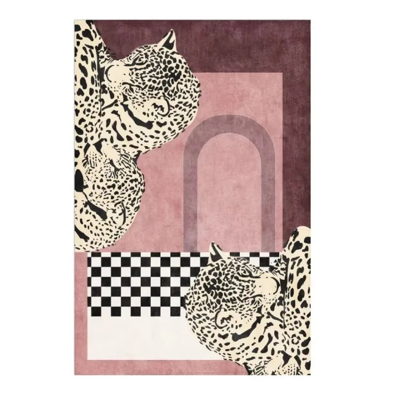 Plüschteppich mit Leopardenmuster im Light-Luxury-Stil für Wohnzimmer und Schlafzimmer – 40 × 60 bis 180 × 240 cm, Flanell, rutschfest, 15 Motive