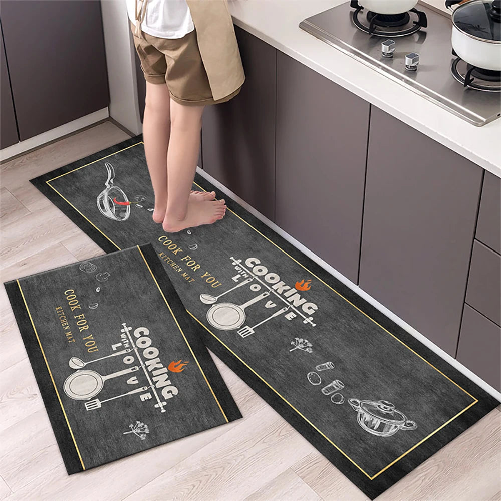 Waschbare Küchenbodenmatte aus Acryl als Läufer für Küche, Flur und Bad – 40 × 60 bis 50 × 160 cm, einzeln oder als Zweierset, rutschfest, 25 Motive
