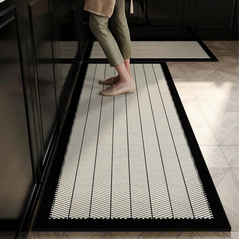 Küchenläufer mit geometrischem Muster im modernen Stil für Küche und Wohnzimmer – 40 × 60 bis 50 × 150 cm, Flanell, rutschfest, 7 Motive