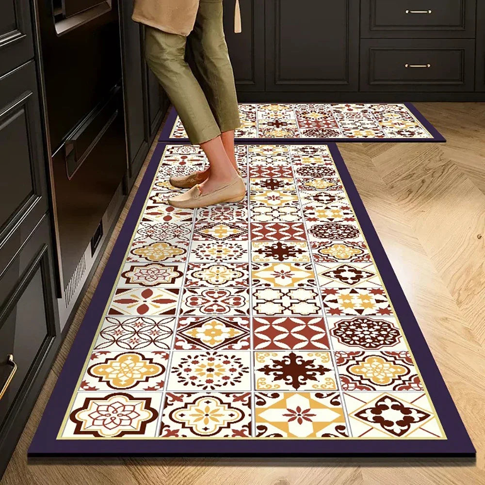 Langer Küchenläufer aus Kristallsamt für Küche, Flur und Wohnzimmer – 40 × 60 bis 50 × 160 cm, bedruckt, saugfähig, rutschfest, PVC-Rücken, 25 Motive