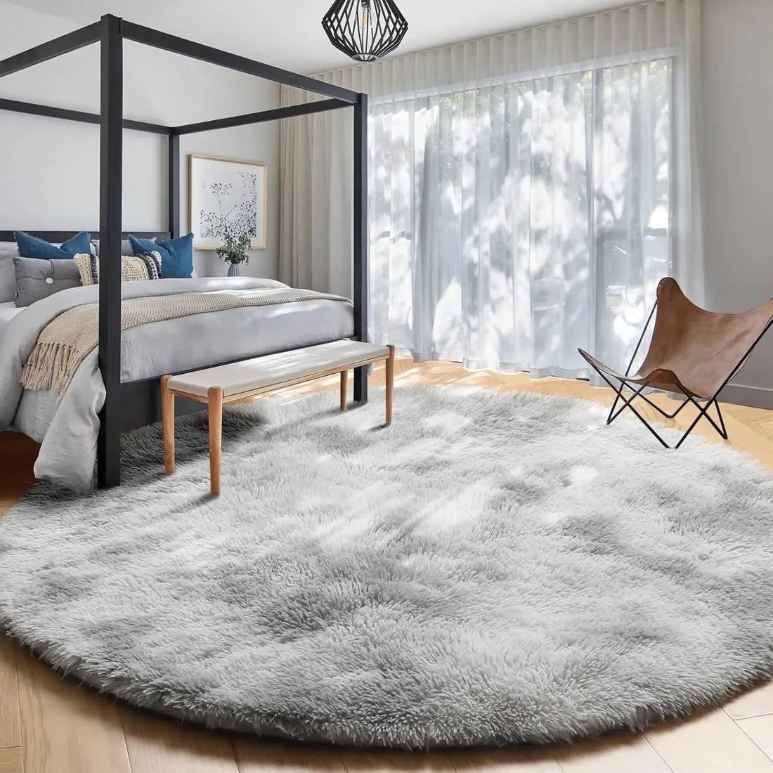 Runder Shaggy-Teppich für Mädchenzimmer, Kinderzimmer und Spielzimmer – Ø 60 bis 180 cm, flauschig, rutschfest, fusselfrei, 8 Farben
