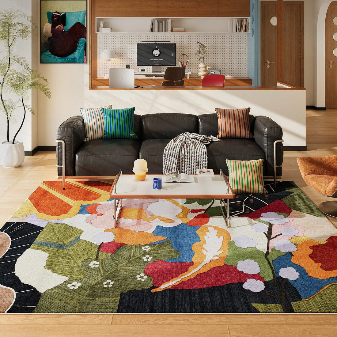Teppich in Dopamin-Farben mit abstraktem Wellenmuster für Schlafzimmer, Wohnzimmer und Garderobe – 80 × 120 bis 200 × 300 cm, rutschfest, 12 Motive
