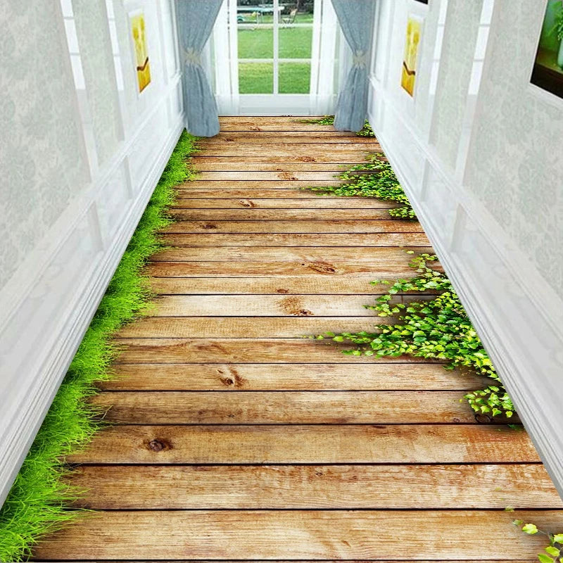 Läufer mit 3D-Blumen- und Landschaftsmotiv für Flur, Wohnzimmer und Eingang – 60 × 200 bis 90 × 400 cm, Kristallsamt, rutschfest, 16 Motive