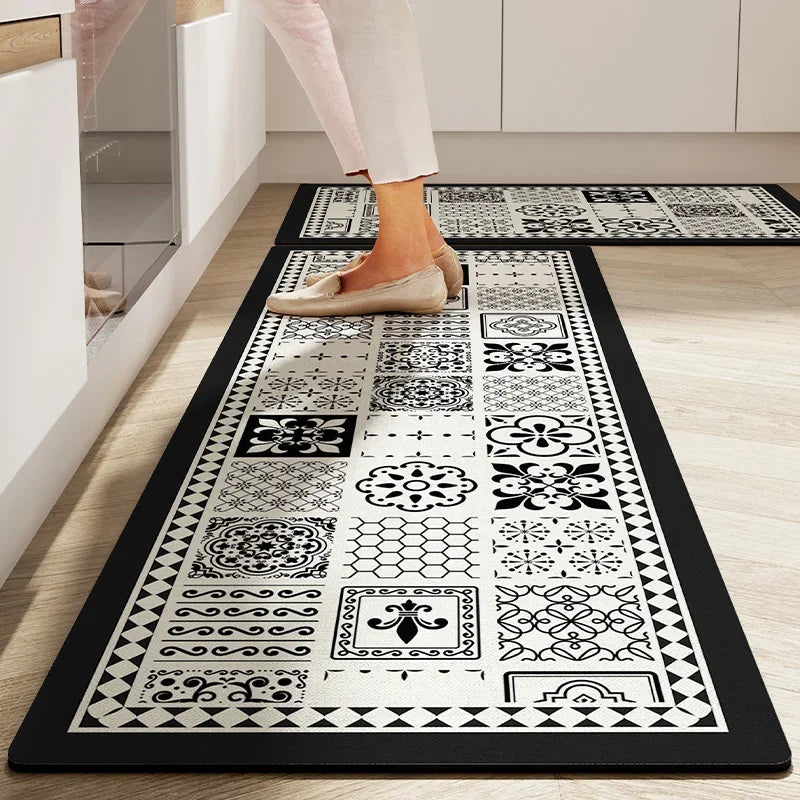 Küchenmatte mit Kieselgur im amerikanischen Retro-Stil für Küche und Bad – 40 × 60 bis 50 × 160 cm, saugfähig, einzeln oder im 2er-Set, 7 Motive