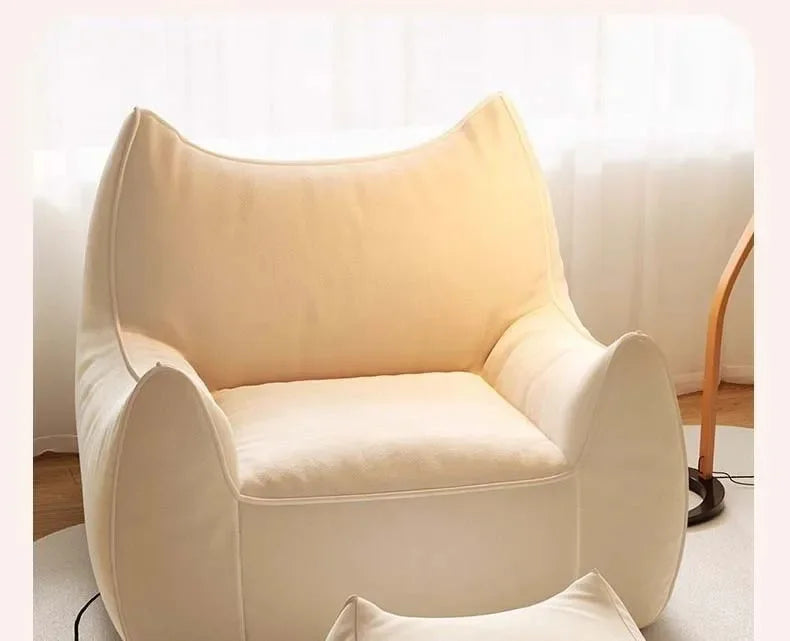 Sitzsack-Sessel mit Fußhocker und EPS-Füllung für Wohnzimmer, Schlafzimmer und Balkon – 80 × 70 × 60 cm, schmutzabweisend, 3 Farben