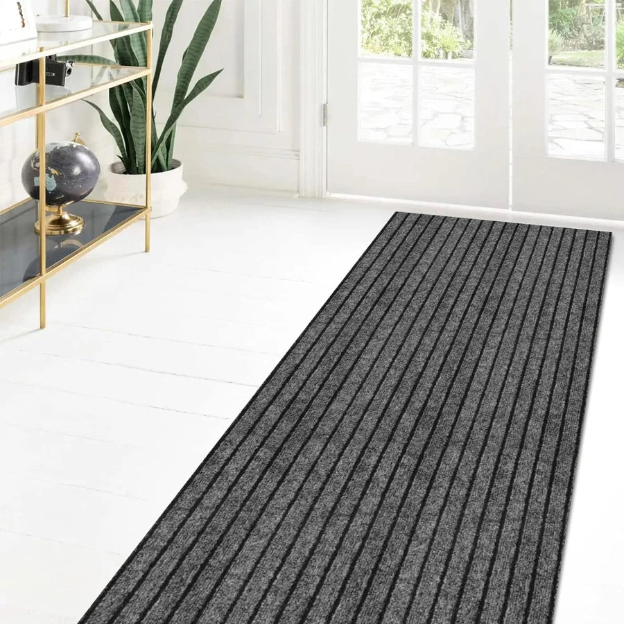Gestreifter Läufer mit Gummirücken als Fußmatte für Eingang, Flur und Wohnzimmer – 40 × 60 bis 50 × 300 cm, saugfähig, rutschfest, 3 Farben