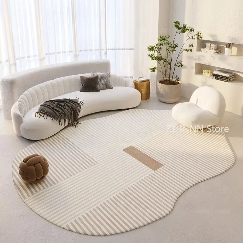 Unregelmäßig ovaler Kurzflorteppich im nordischen Stil für Wohnzimmer und Schlafzimmer – 60 × 90 bis 200 × 400 cm, rutschfest, waschbar, 14 Motive
