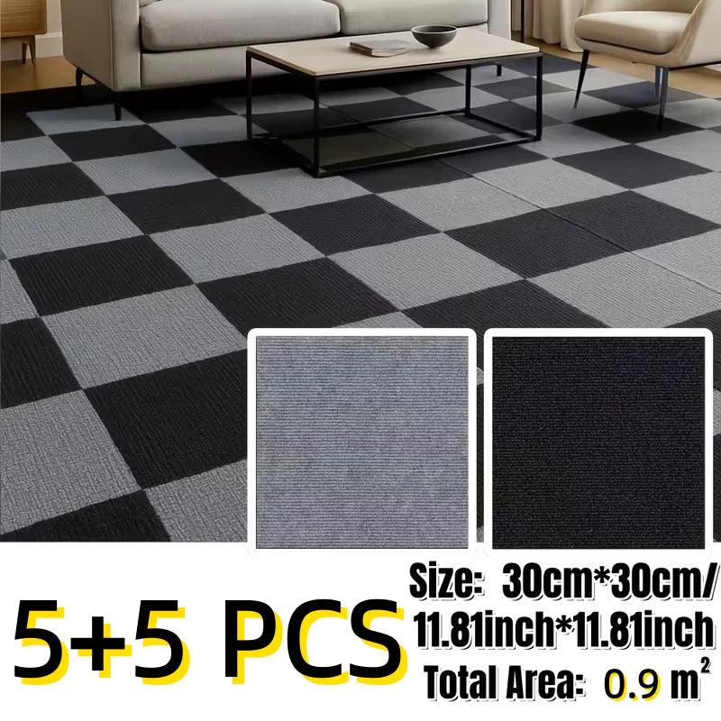 Selbstklebende Teppichfliesen zum Abziehen und Aufkleben für Schlafzimmer, Küche und Bad – 30 × 30 oder 40 × 40 cm, rutschfest, 10er-Pack, 14 Farben