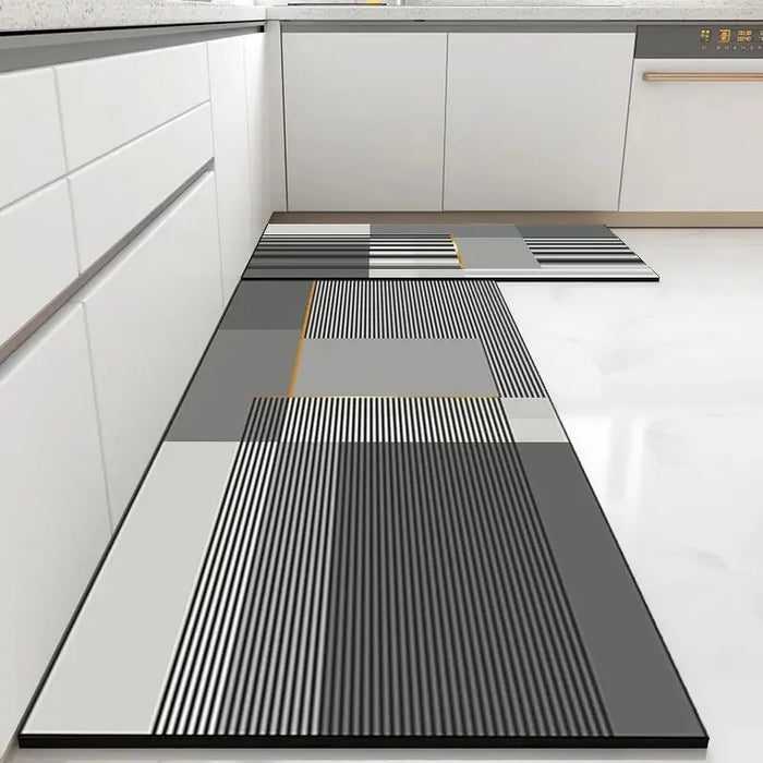 Küchenläufer aus PVC in Lederoptik mit Streifen- oder Fliesenmuster für Küche und Eingang – 50 × 80 bis 200 × 300 cm, 5 mm, wasserdicht, 16 Motive