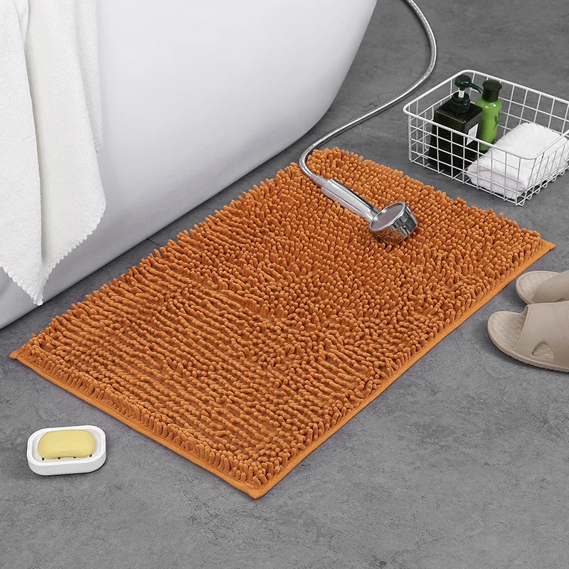 Flauschige Chenille-Badematte für Badezimmer und WC – 40 × 60 oder 50 × 80 cm, rechteckig, saugfähig, rutschfest, 8 Farben