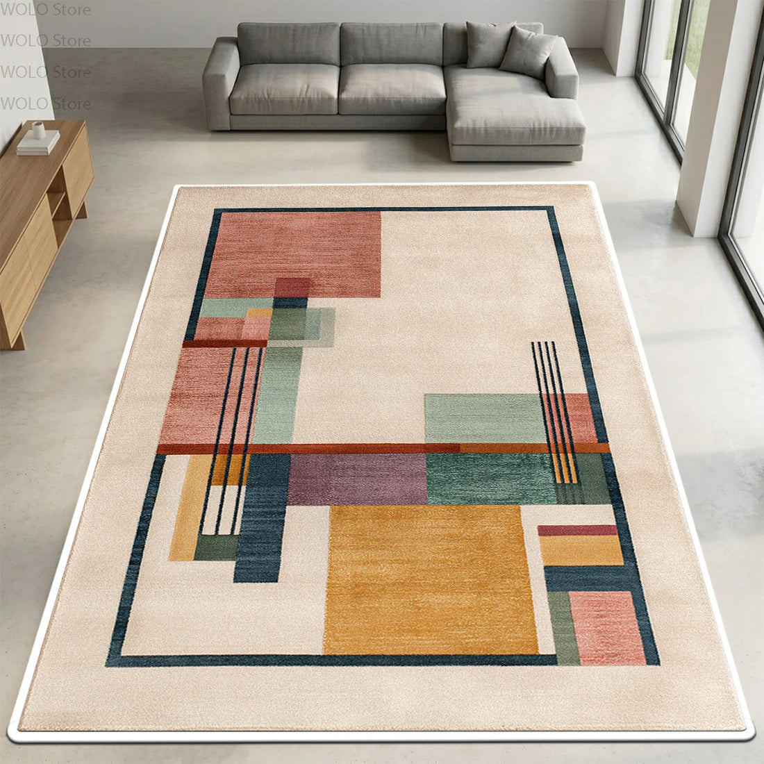 Moderner Teppich mit geometrischem Farbblock-Muster für Wohnzimmer und Schlafzimmer – 50 × 80 bis 200 × 400 cm, rutschfest, waschbar, 11 Motive