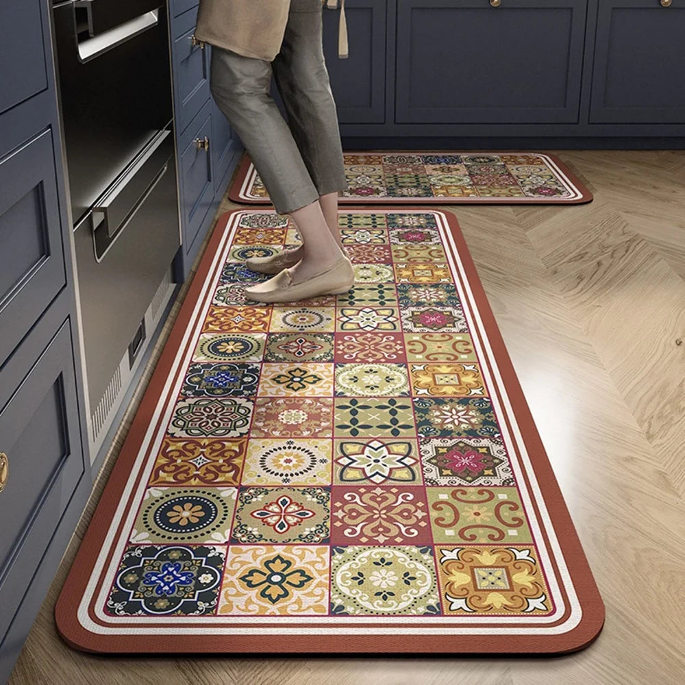 Bedruckte Küchenmatte aus Kristallsamt für Küche, Flur und Eingang – 40 × 60 bis 50 × 160 cm, auch im Zweierset, saugfähig, rutschfest, 18 Motive