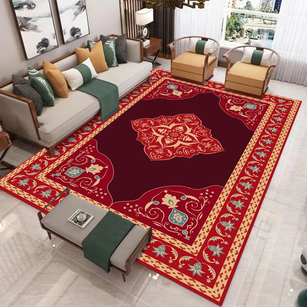 Retro-Teppich im europäischen Stil aus Flanell für Wohnzimmer, Schlafzimmer und Garderobe – 40 × 60 bis 120 × 160 cm, UV-Druck, rutschfest, 7 Motive