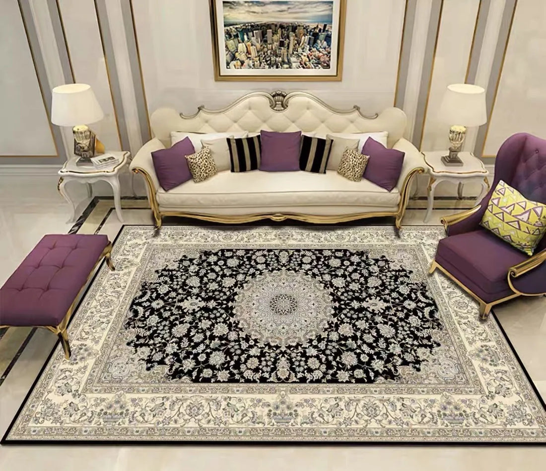 Teppich aus Kristallsamt im marokkanischen Boho-Stil für Wohnzimmer und Schlafzimmer – 40 × 60 bis 160 × 230 cm, bedruckt, schmutzabweisend, 25 Motive