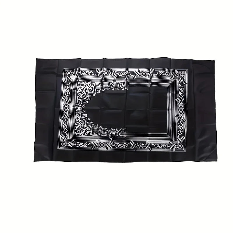 Tragbarer Gebetsteppich mit Kompass im Taschenbeutel für Reisen und Zuhause – 100 × 60 cm, Beutel 15 × 11 cm, bedruckt, Bogenmuster, 4 Farben