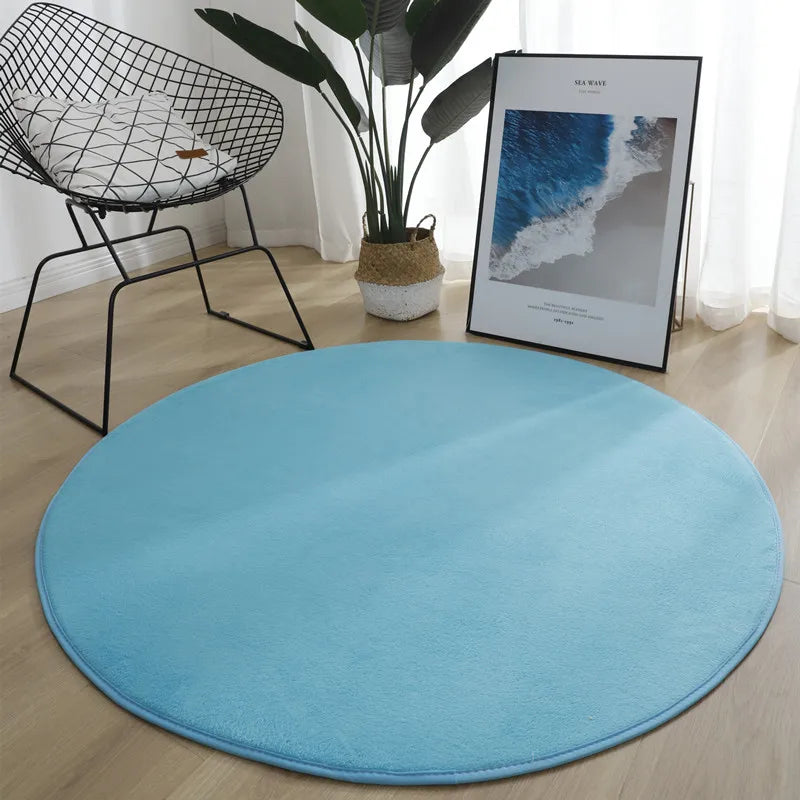 Runder Teppich aus Korallensamt in Uni-Farben für Wohnzimmer, Kinderzimmer und als Krabbelmatte – Ø 60 bis 200 cm, Schaumkern, 13 Farben