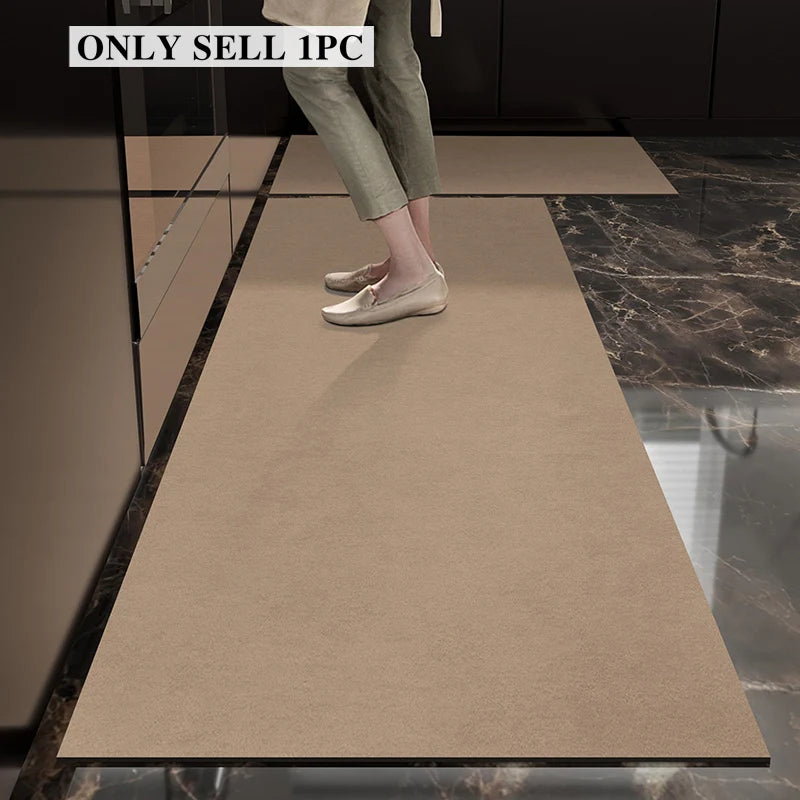 Einfarbige Küchenmatte aus PVC in Lederoptik für Küche und Esszimmer – 50 × 80 bis 200 × 300 cm, wasserdicht, ölbeständig, rutschfest, 6 Farben