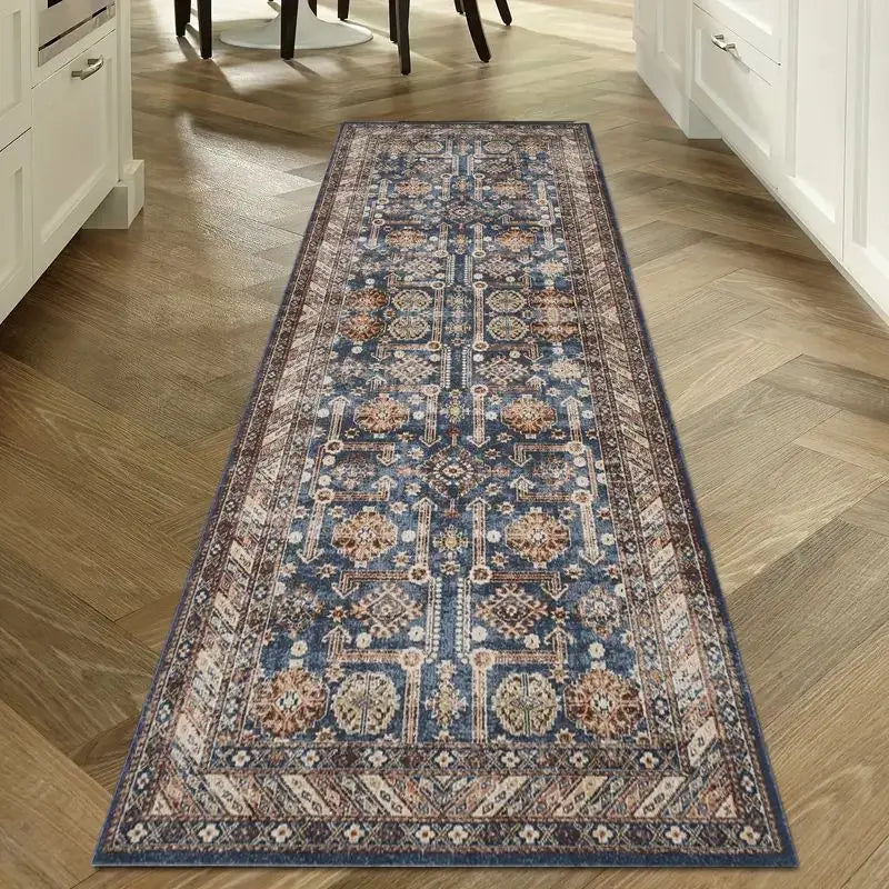 Waschbarer Flurläufer im Vintage-Stil für Flur, Küche und Wohnzimmer – 40 × 120 bis 60 × 300 cm, Kristallsamt, rutschfest, saugfähig, 11 Motive