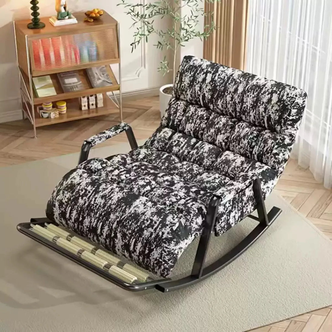 Schaukelstuhl aus Karbonstahl als Einzel- oder Doppelsitz für Wohnzimmer, Balkon und Garten – 130 × 93 × 50 cm, abnehmbare Auflage, 17 Ausführungen